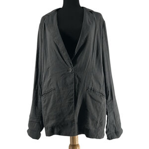 Eileen Fisher Graphite Gray Linen Viscose blazer Shaped Jacket lagenlook sz 12